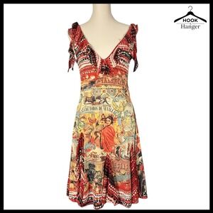 Jean Paul Gaultier Soleil Dress M Fuzzi‎ Vintage Flamenco Sevilla Mesh Y2K Red